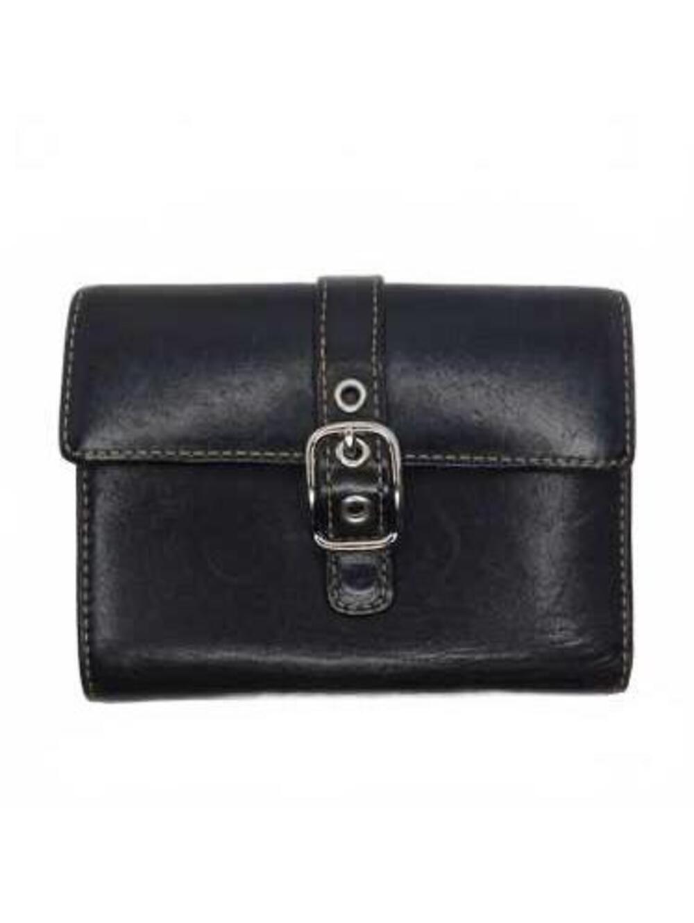Vintage Coach Black Leather Soho Buckle Trifold LG Credit Card Wallet